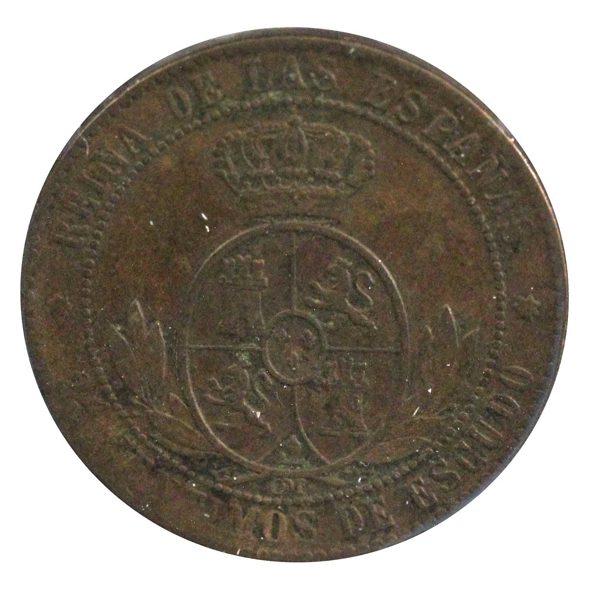 Spain 1868OM 2 1/2 Centimos Extra Fine (EF40)