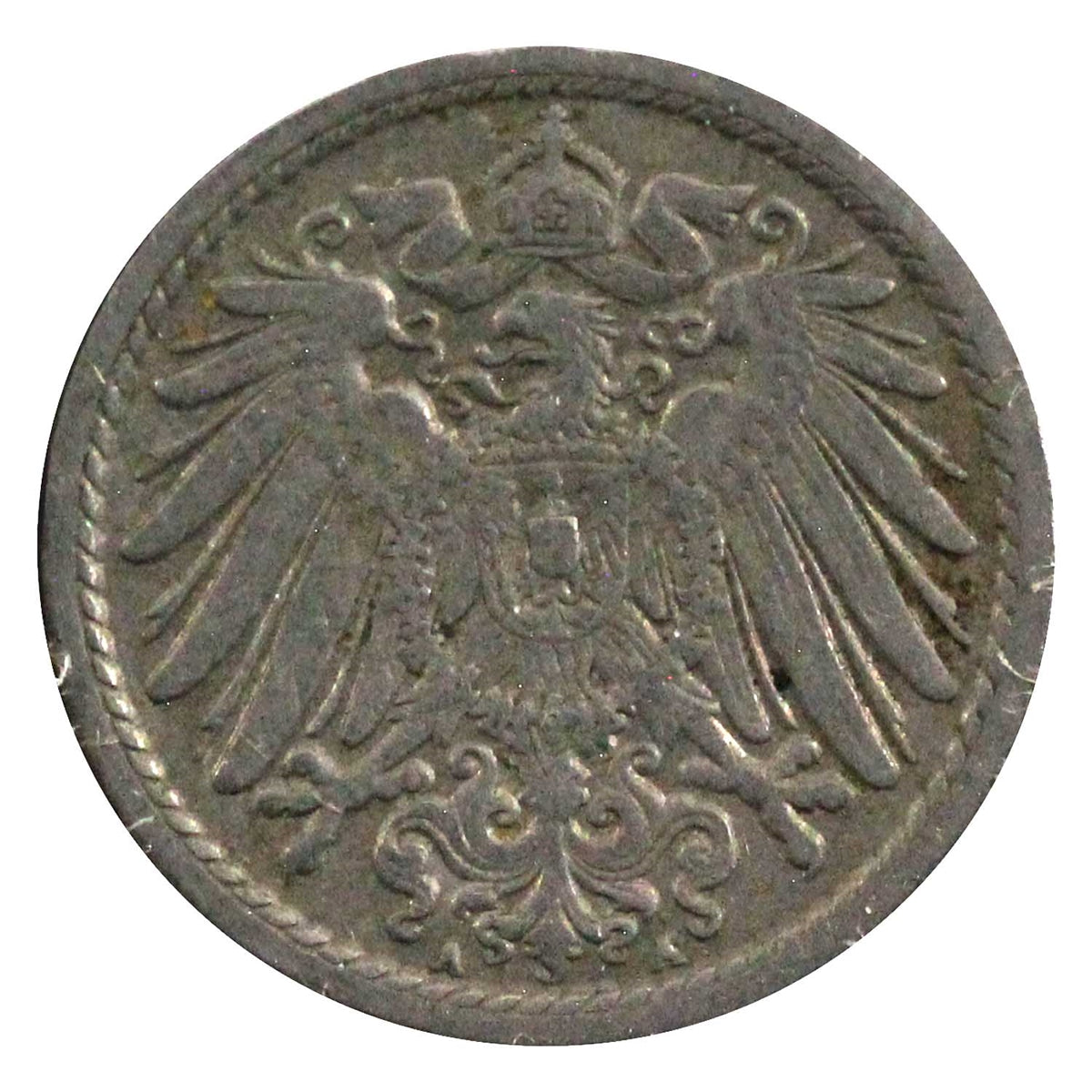 German Empire 1906A 5 Pfennig Almost Uncirculated (AU50)