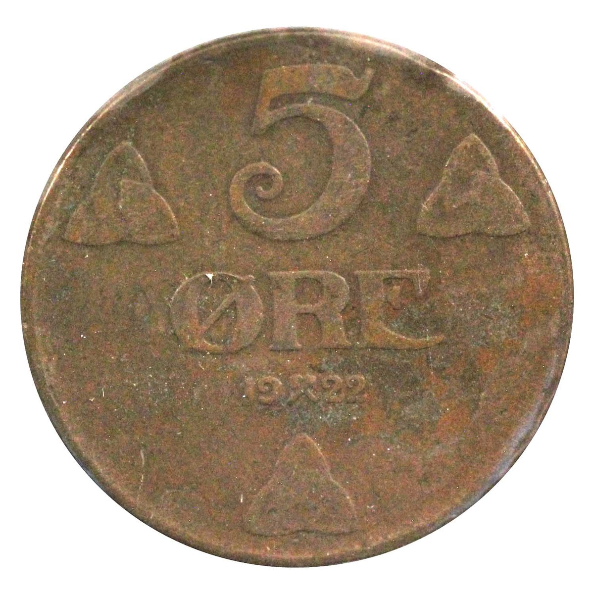 Norway 1922 5 Ore VF-EF (VF30)