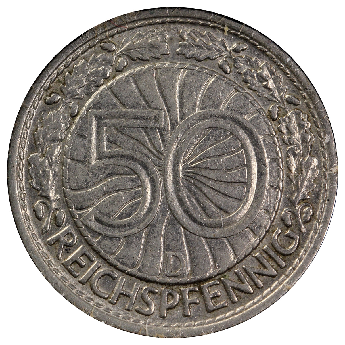 German Weimar Republic 1928D 50 Pfennig Extra Fine (EF40)