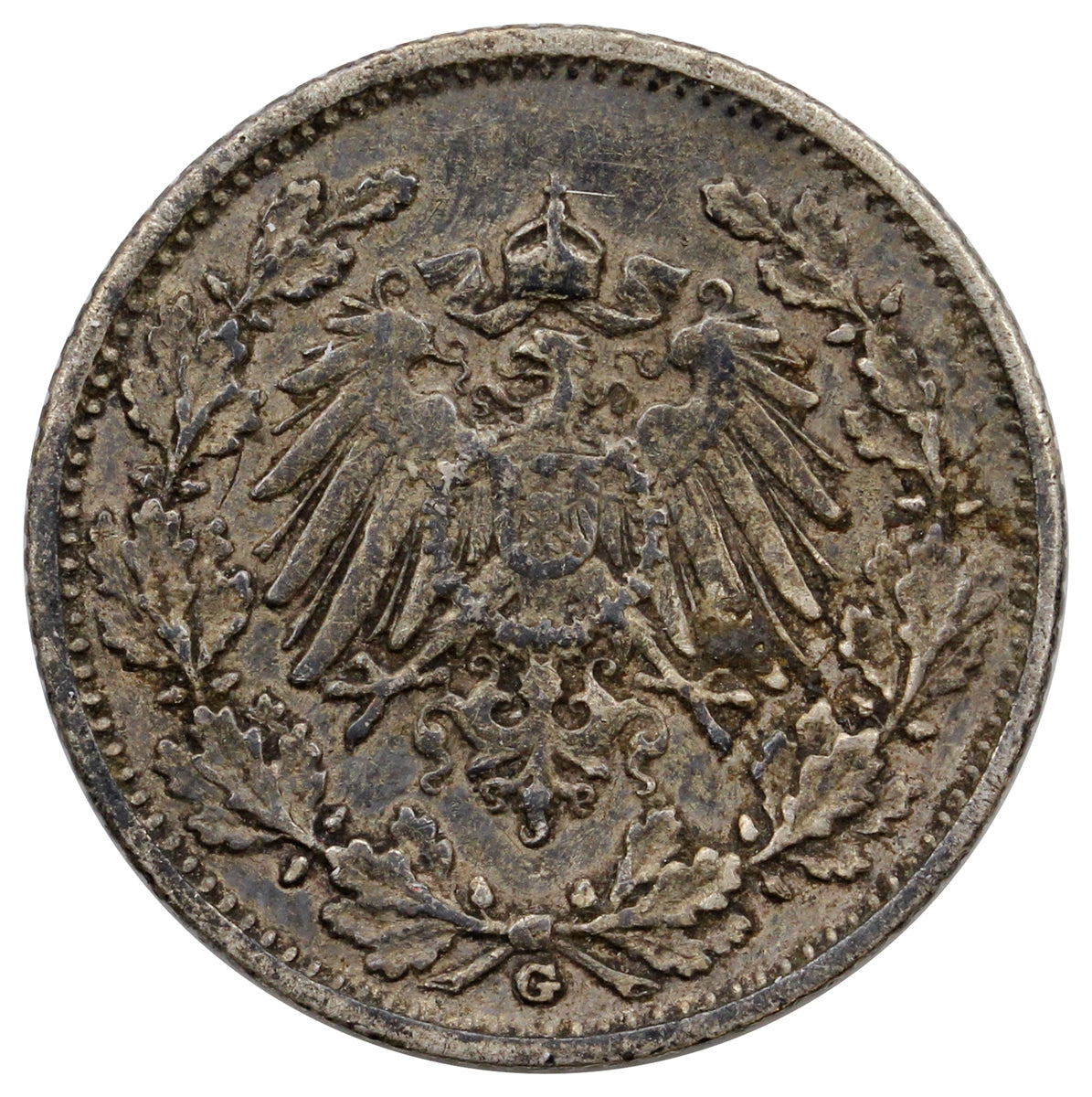 German Empire 1906G 1/2 Mark Extra Fine (EF40) $