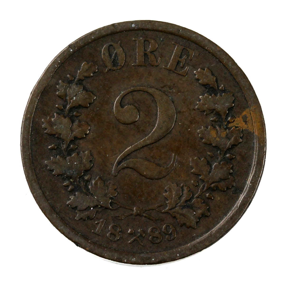 Norway 1889 2 Ore Extra Fine (EF-40)