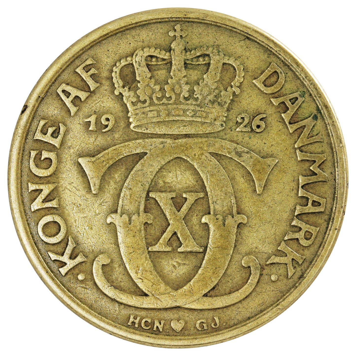Denmark 1926HCN GJ 2 Kroner Extra Fine (EF40)
