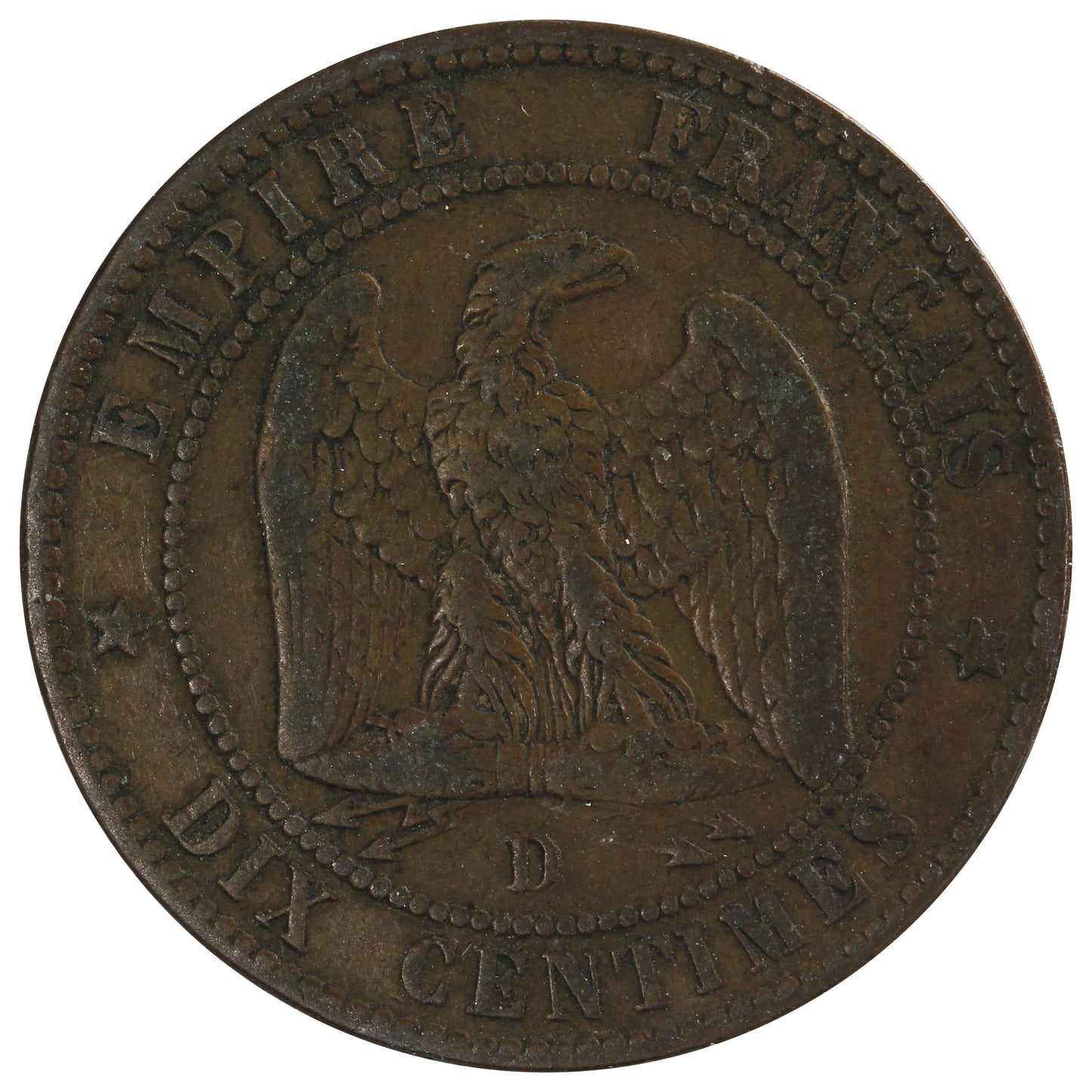 France 1855D 10 Centimes VF-EF (VF30)