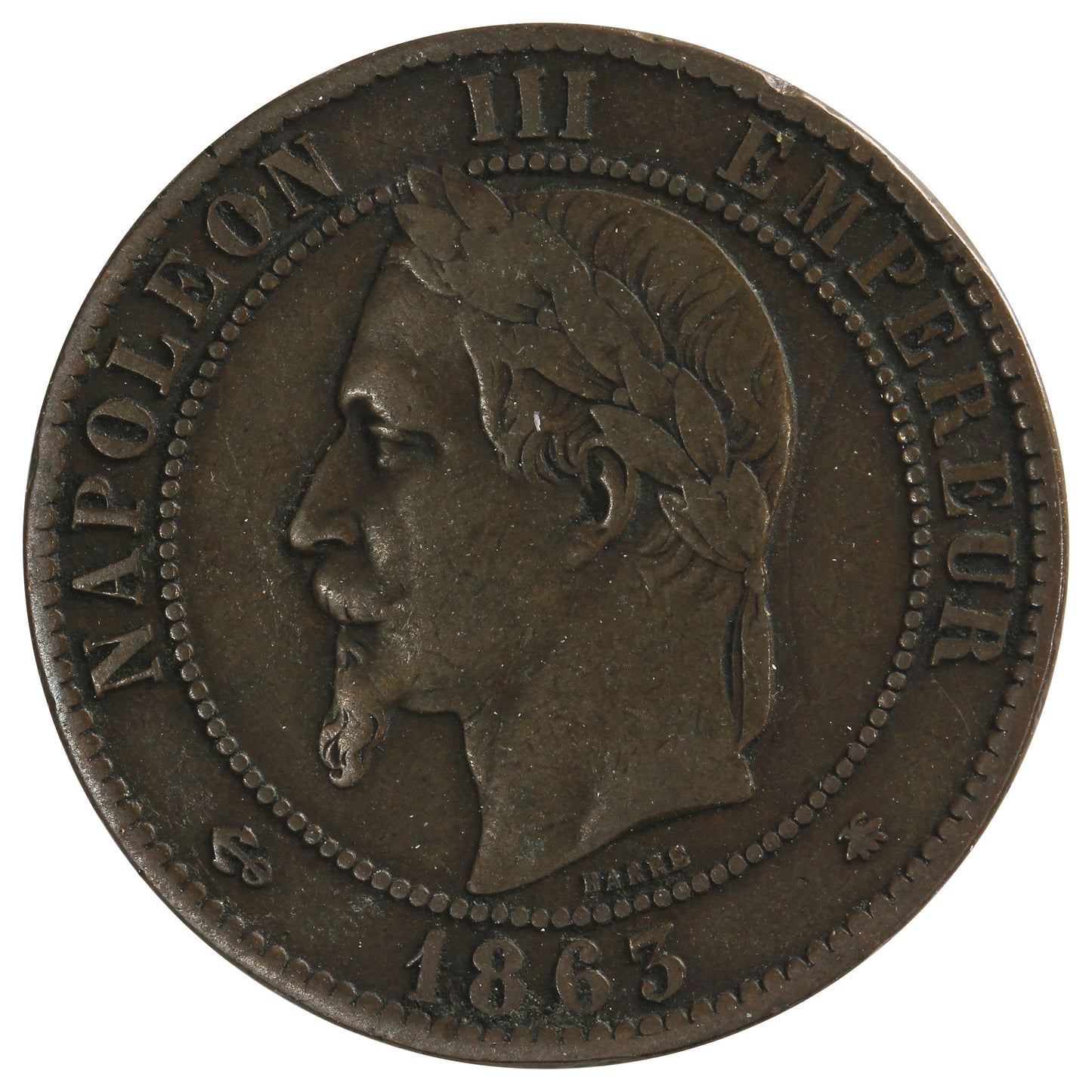 France 1863A 10 Centimes Extra Fine (EF40)