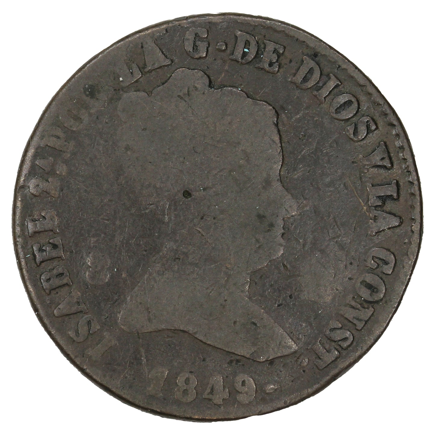 Spain 1849 8 Maravedis F-VF (F15)