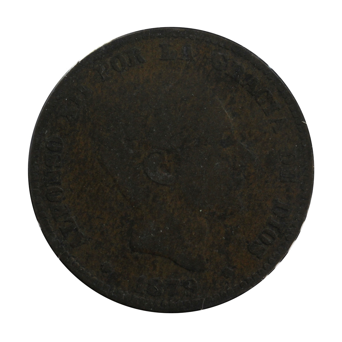 Spain 1879OM 10 Centimos VF-EF (VF30)