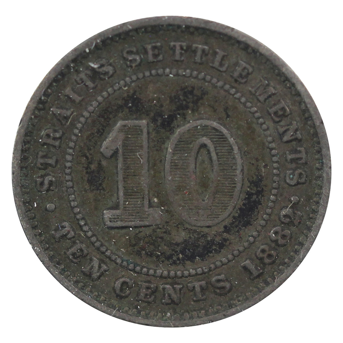 Straits Settlements 1882H 10 Cents Very Fine (VF-20)