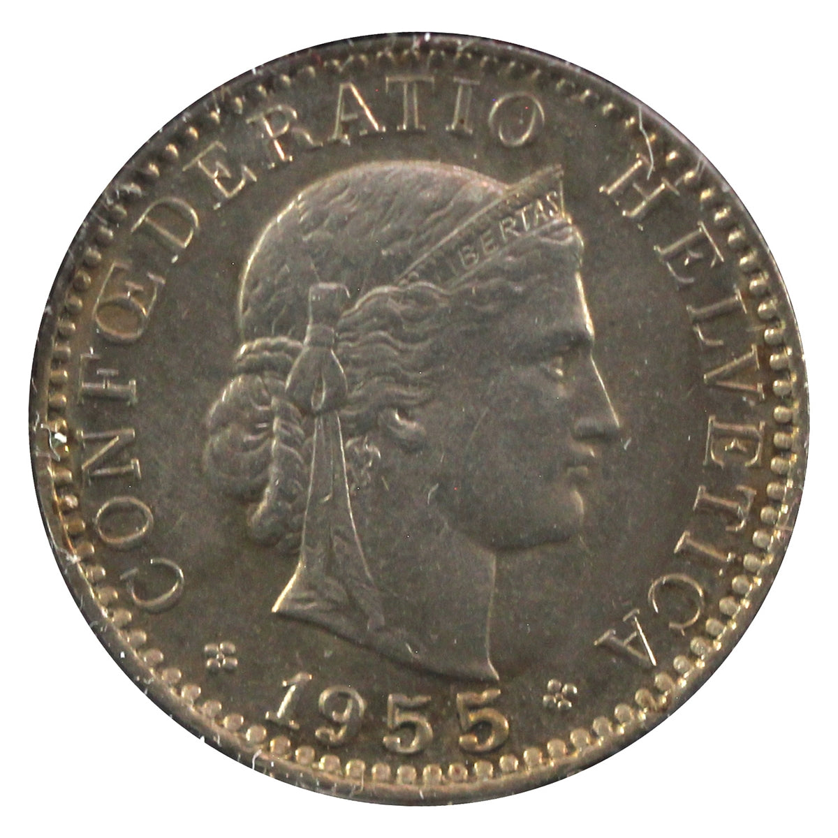 Switzerland 1953B 20 Rappen Uncirculated (MS60)