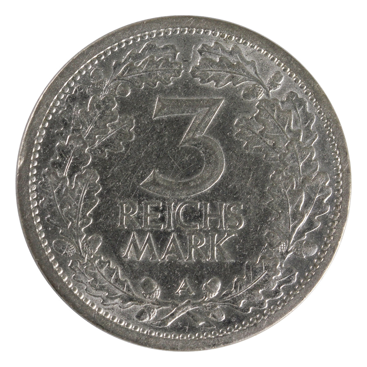 German Weimar Republic 1931A 3 Reichsmarks Almost Uncirculated (AU50) $
