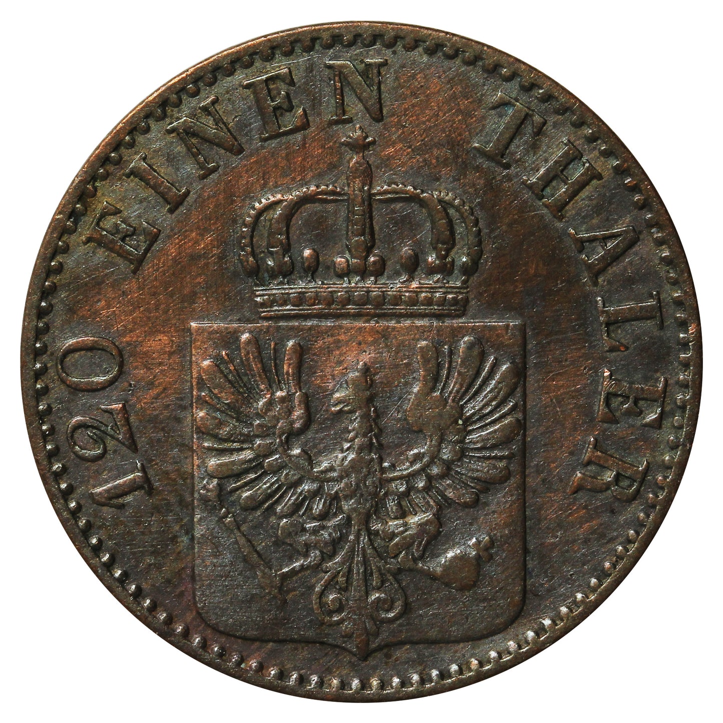 German States 1862A Prussia 3 Pfennig Almost Uncirculated (AU50)