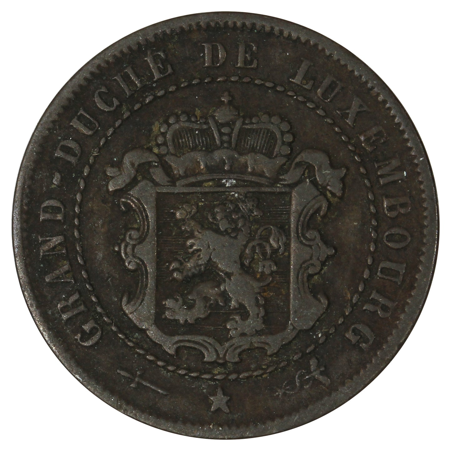 Luxembourg 1870 Dot Above Barth 2 1/2 Centimes Very Fine (VF20)