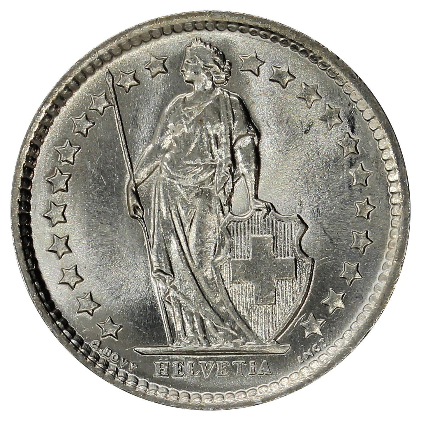 Switzerland 1964B 1/2 Franc Brilliant Uncirculated (MS63)