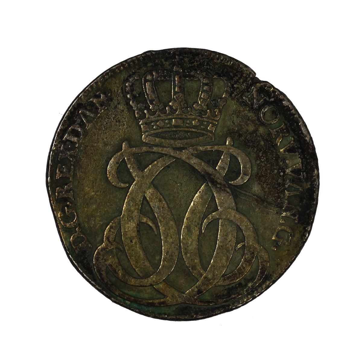 Denmark 1733 CW 25 Skilling Very Fine (VF20) $