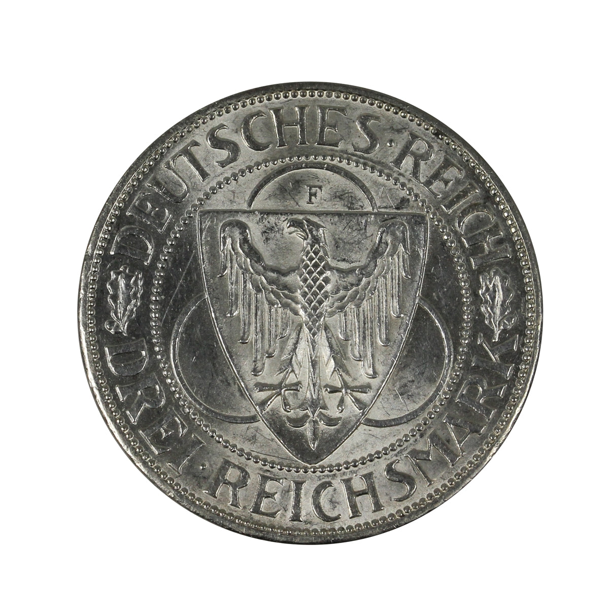 German Weimar Republic 1930F 3 Marks AU-58 $