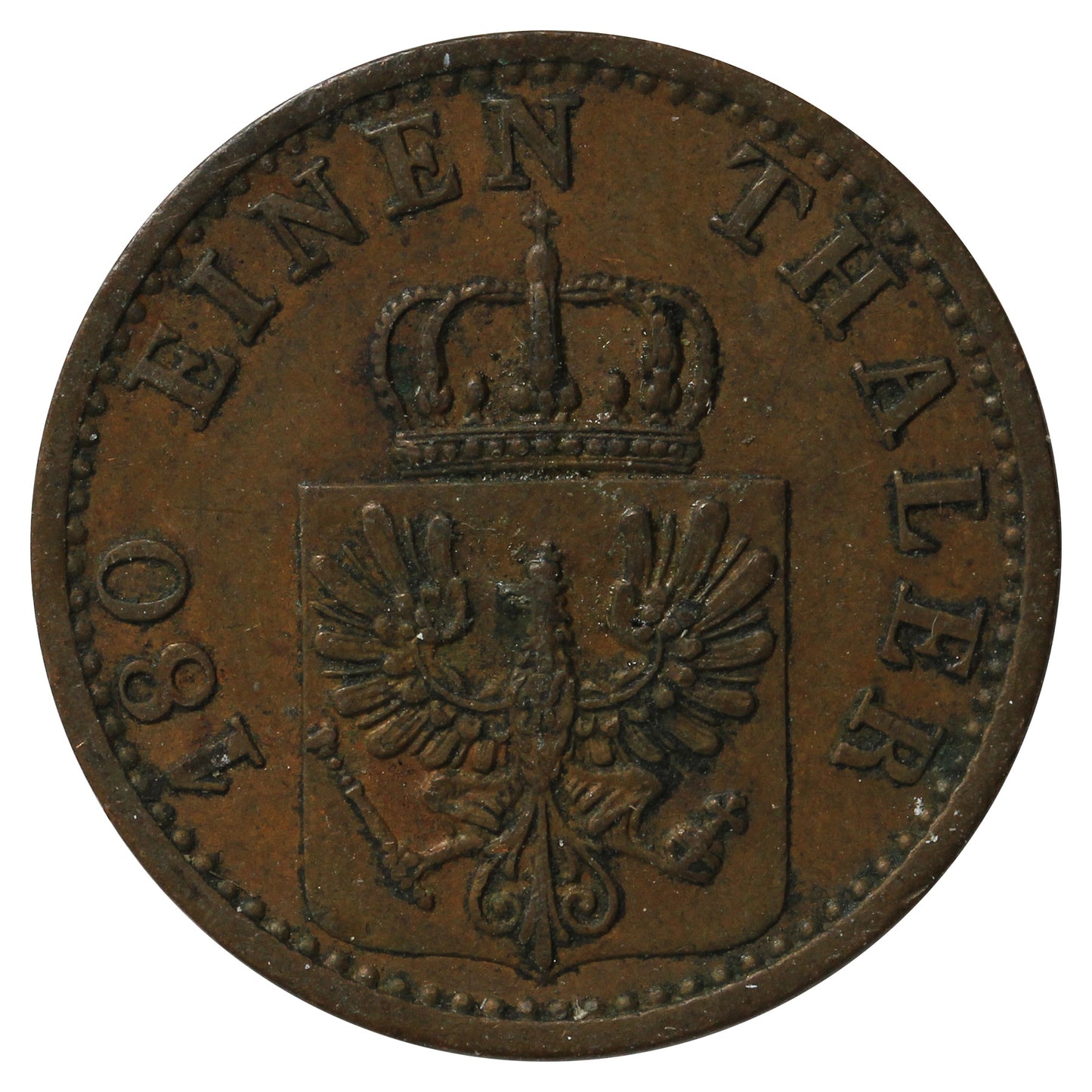 German Empire 1873B Prussia 2 Pfennig Extra Fine (EF40)