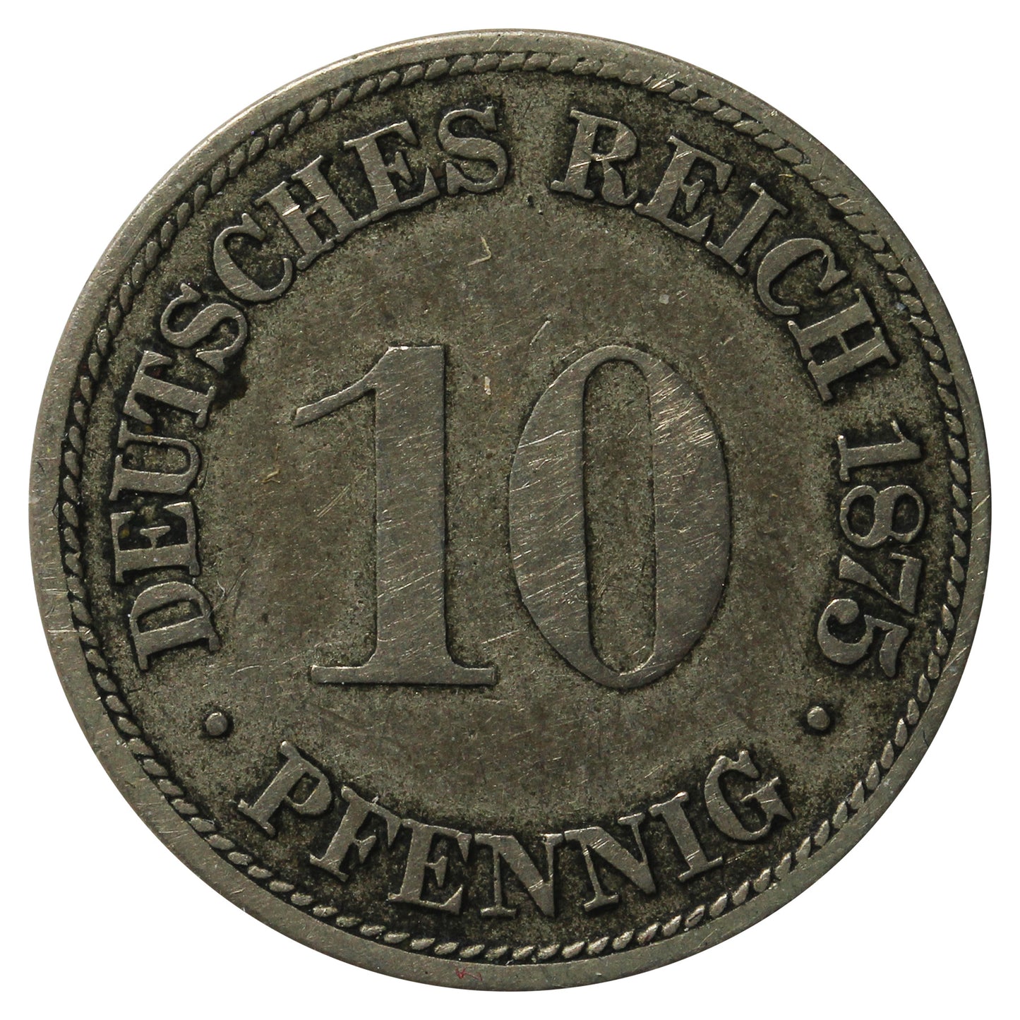 German Empire 1875H 10 Pfennig Very Fine (VF20)