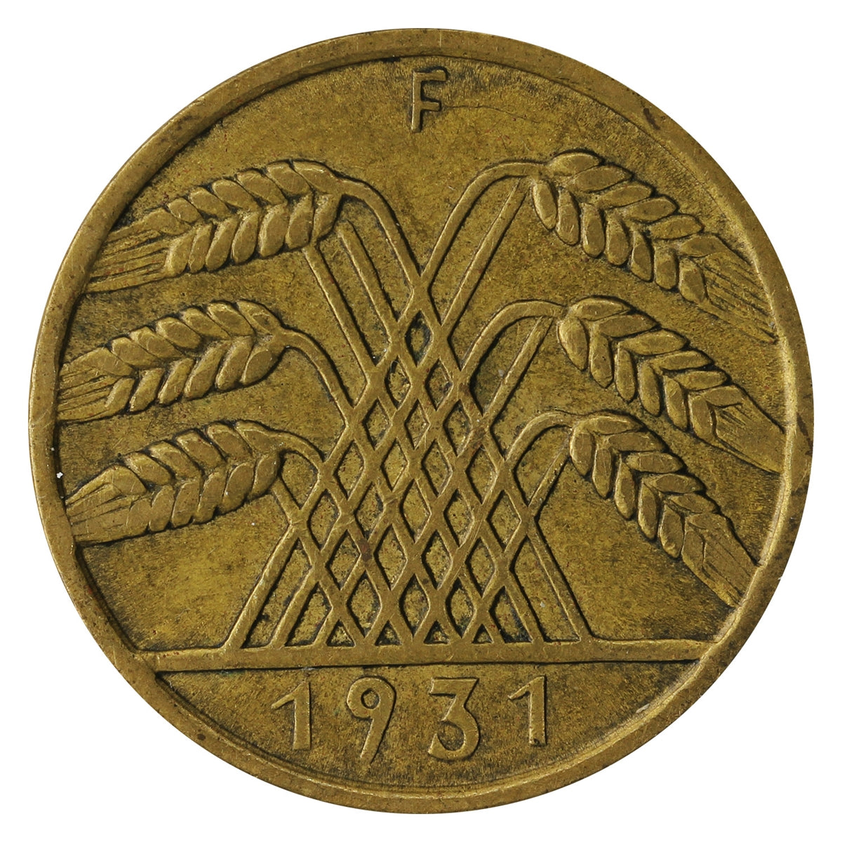 German Weimar Republic 1931F 10 Pfennig Extra Fine (EF40) $