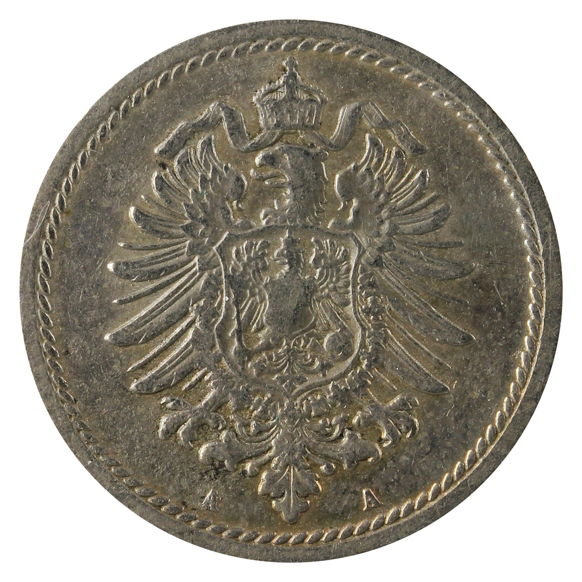 German Empire 1888A 5 Pfennig Almost Uncirculated (AU50)