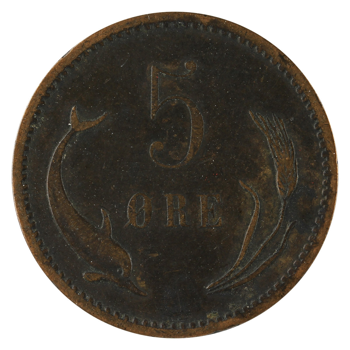 Denmark 1898 VBP 5 Ore Extra Fine (EF40) $