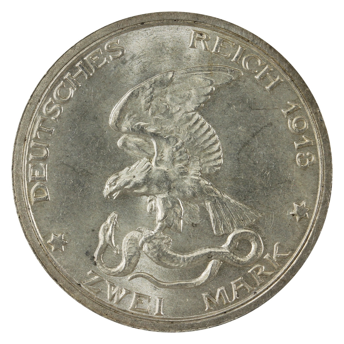 German States 1913A Prussia 2 Marks Brilliant Uncirculated (MS63) $