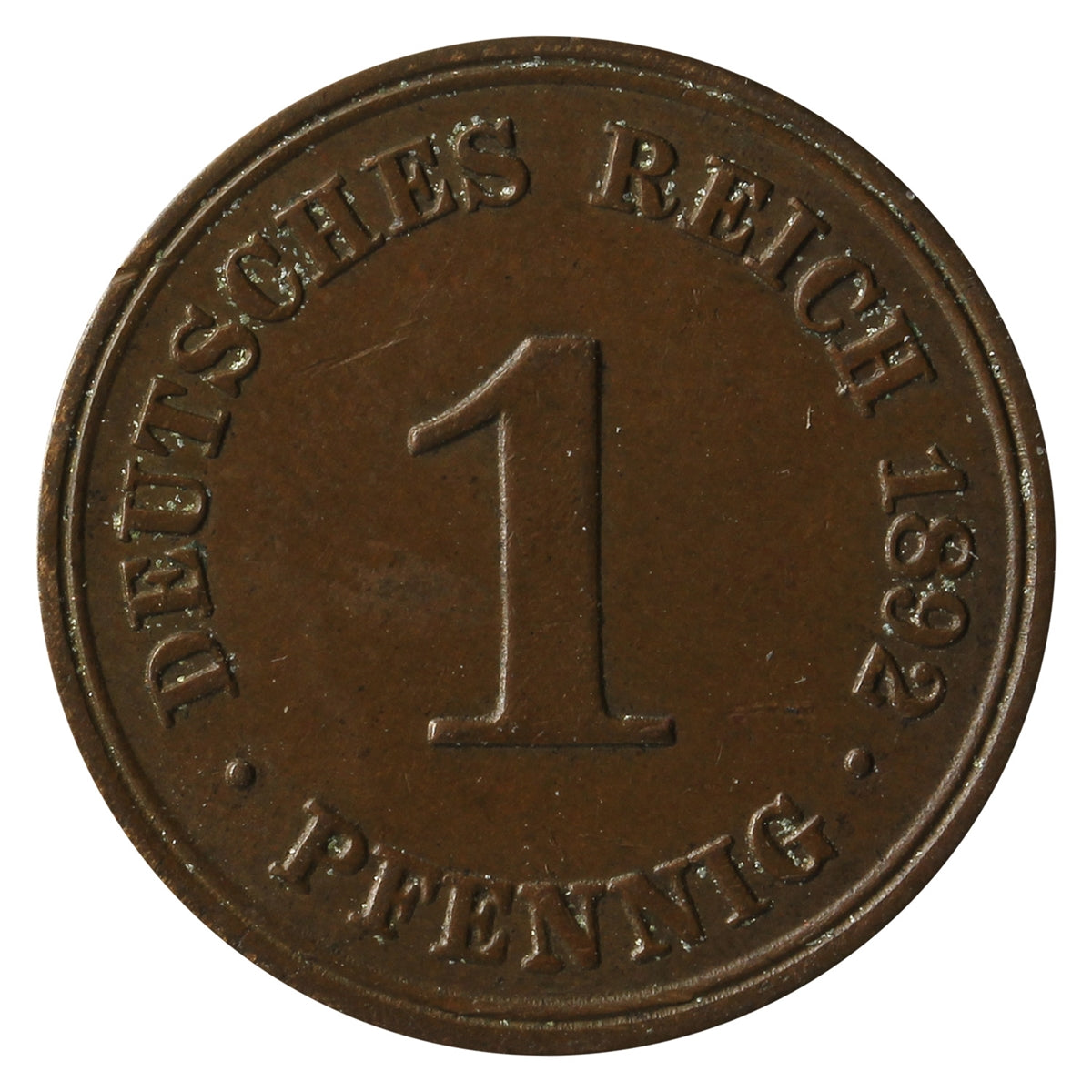 German Empire 1892A Pfennig Extra Fine (EF40)
