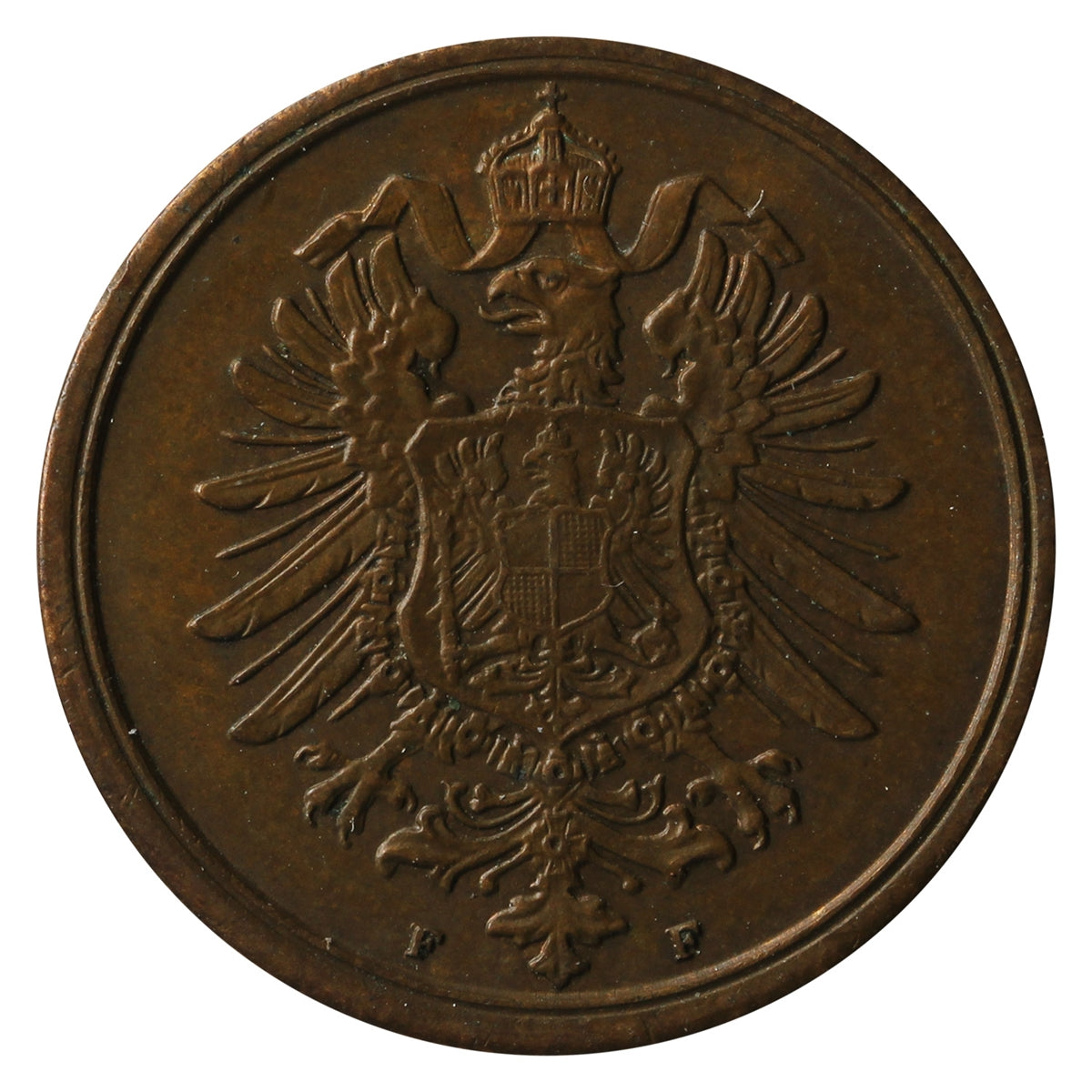 German Empire 1876F 2 Pfennig Extra Fine (EF40)