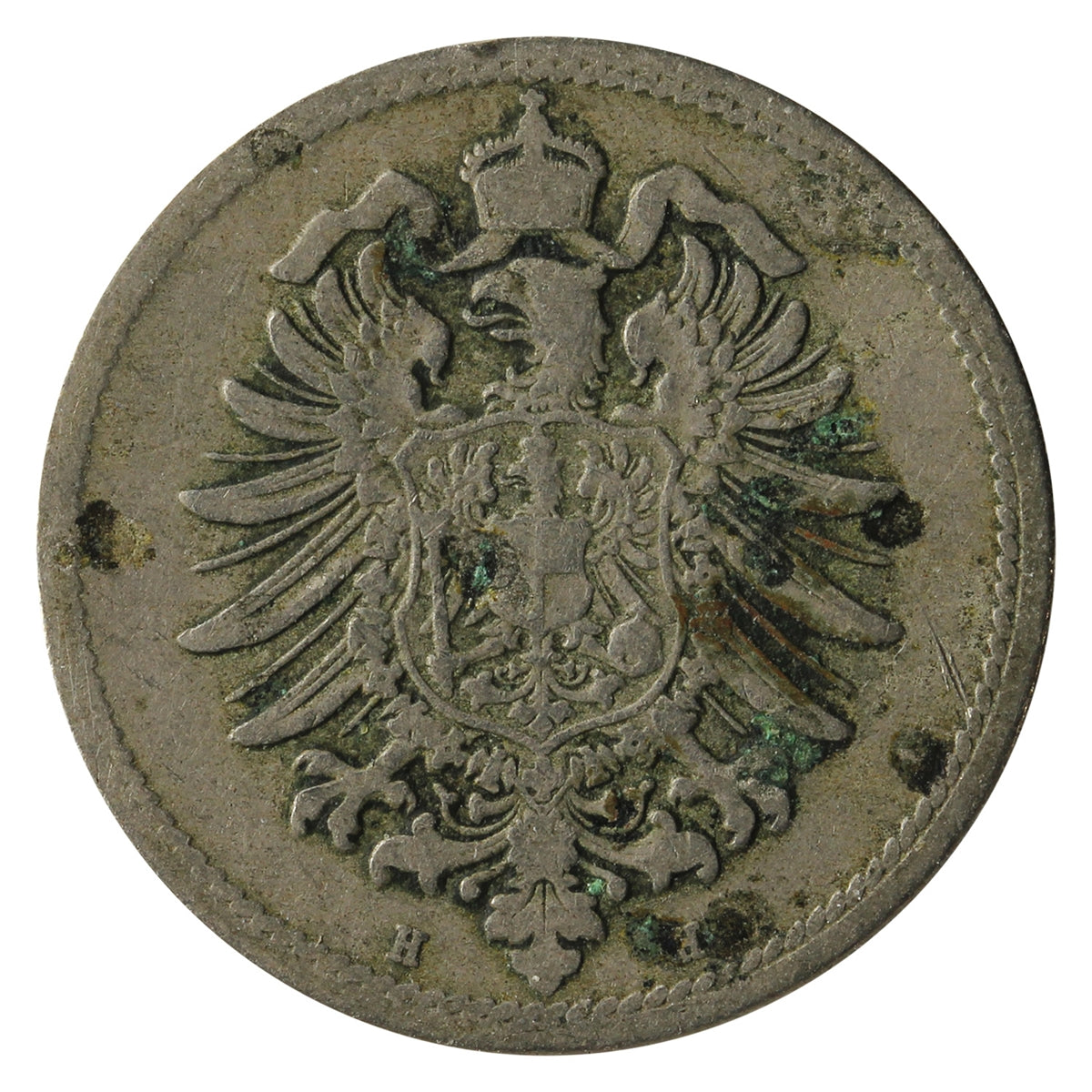 German Empire 1875H 10 Pfennig Fine (F-12)