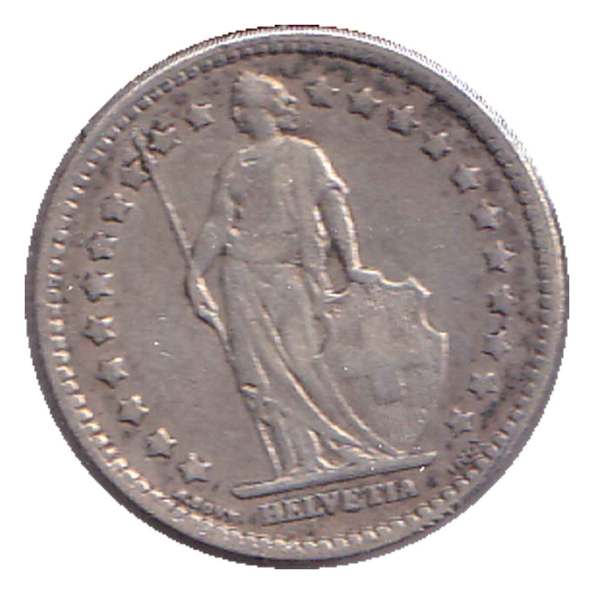 Switzerland 1876B Franc VF-EF (VF30) $