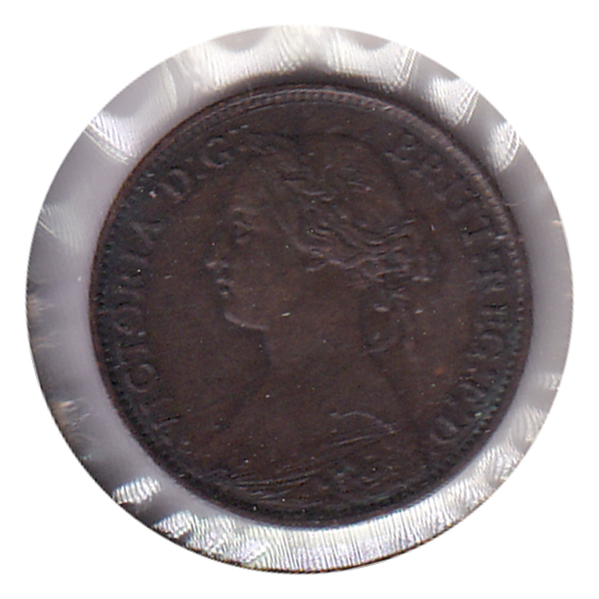 Great Britain 1860 Toothed Border Farthing Extra Fine (EF40) $