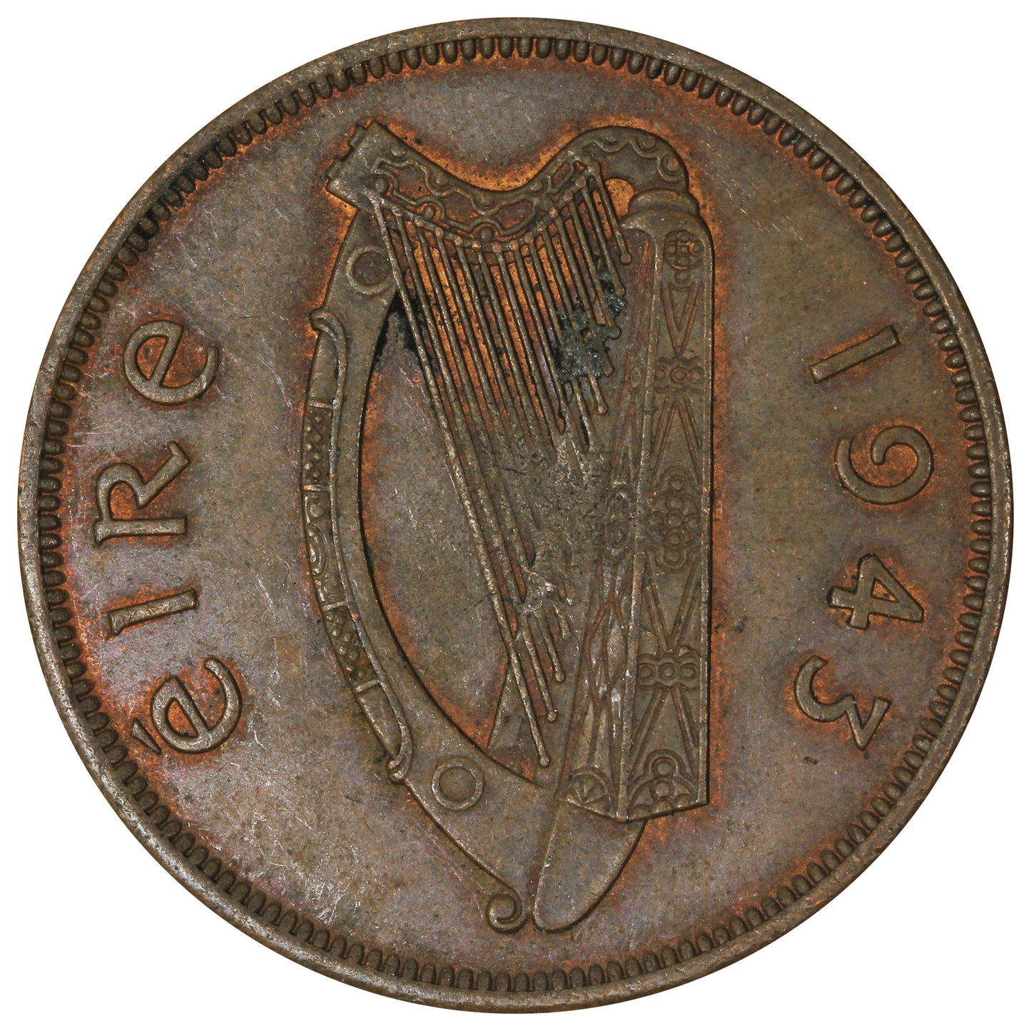 Ireland 1943 Penny AU-UNC (AU55)