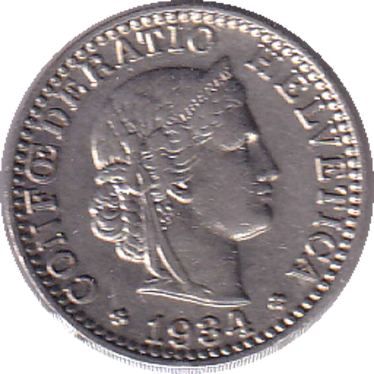 Switzerland 1934B 20 Rappen Almost Uncirculated (AU50)