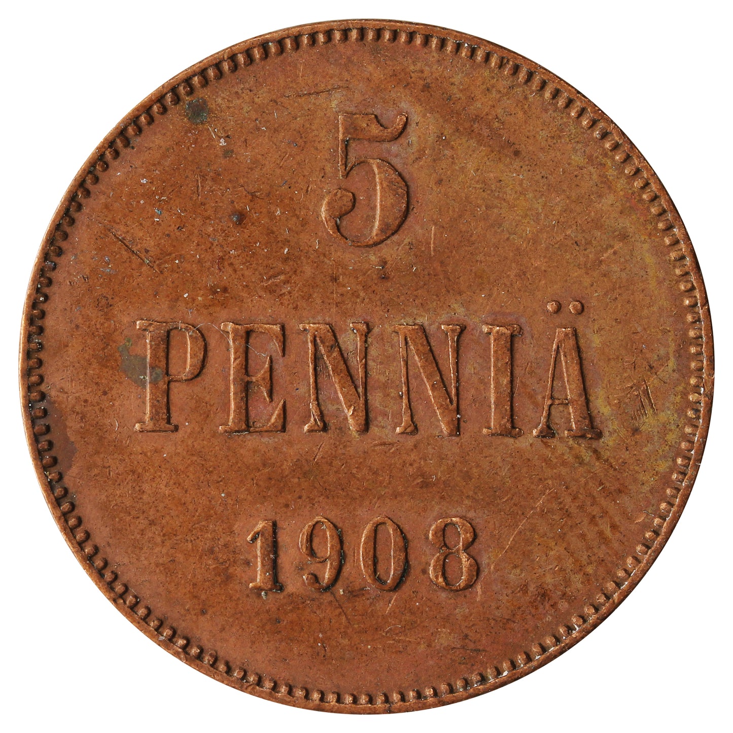Finland 1908 5 Pennia Extra Fine (EF40) $