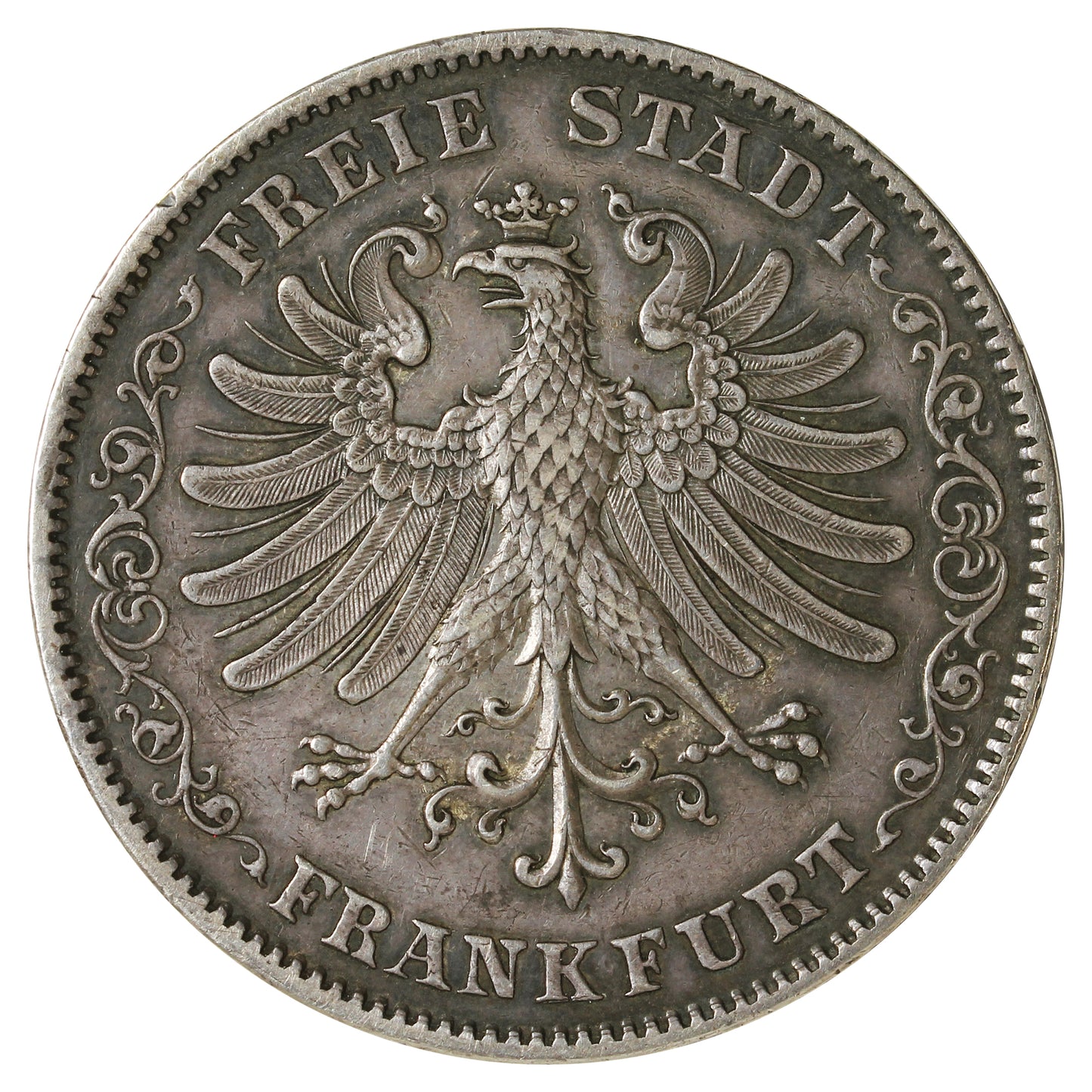 German States 1843 Frankfurt 2 Thaler EF-AU (EF45) $