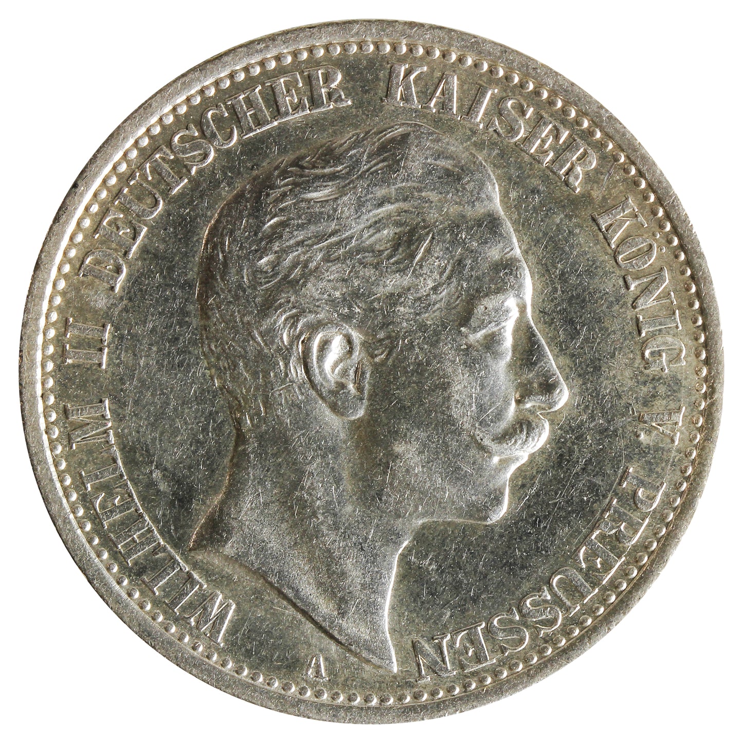 German States Prussia 1907A 2 Marks Almost Uncirculated (AU50) $