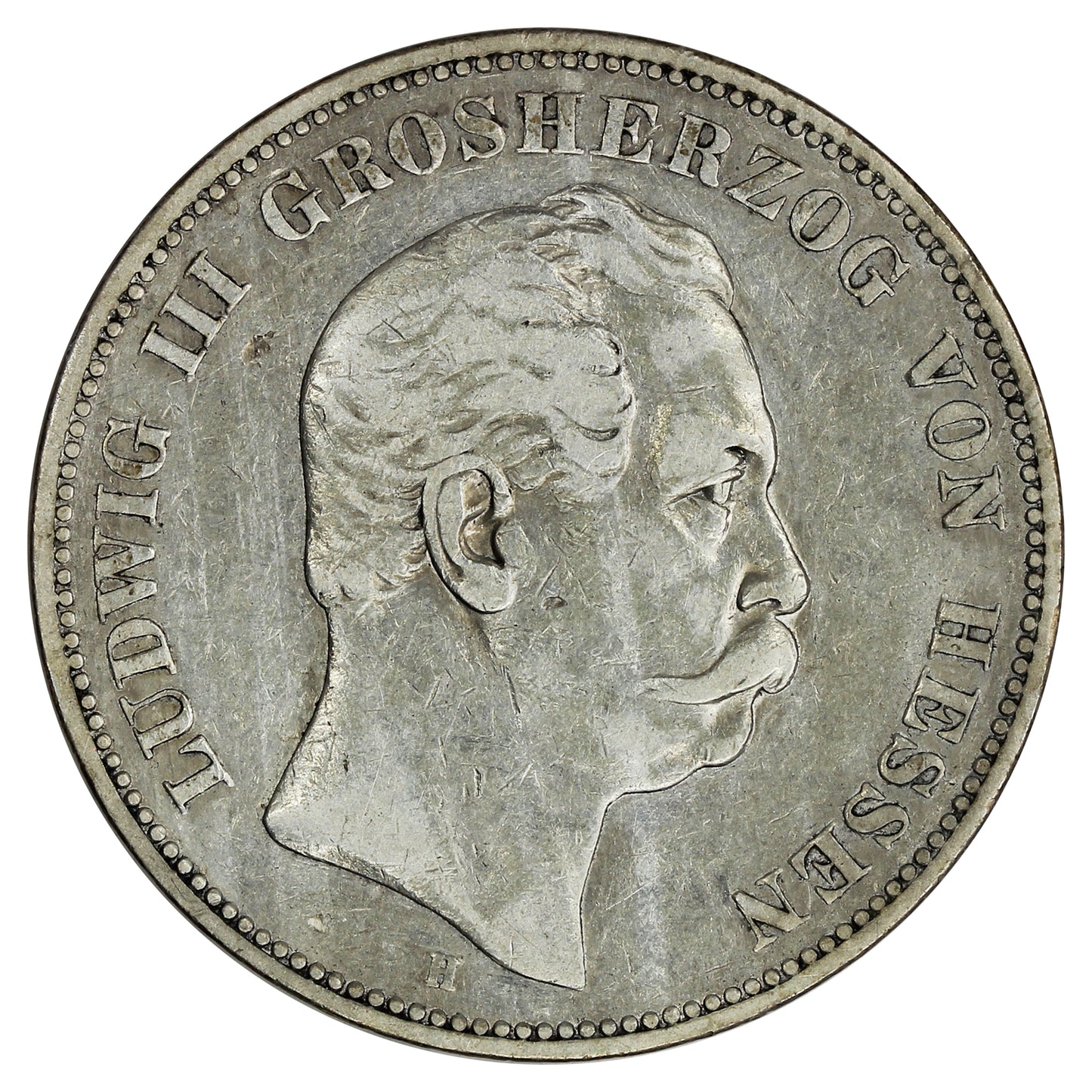 German States 1876H Hessen 5 Marks Very Fine (VF20) $