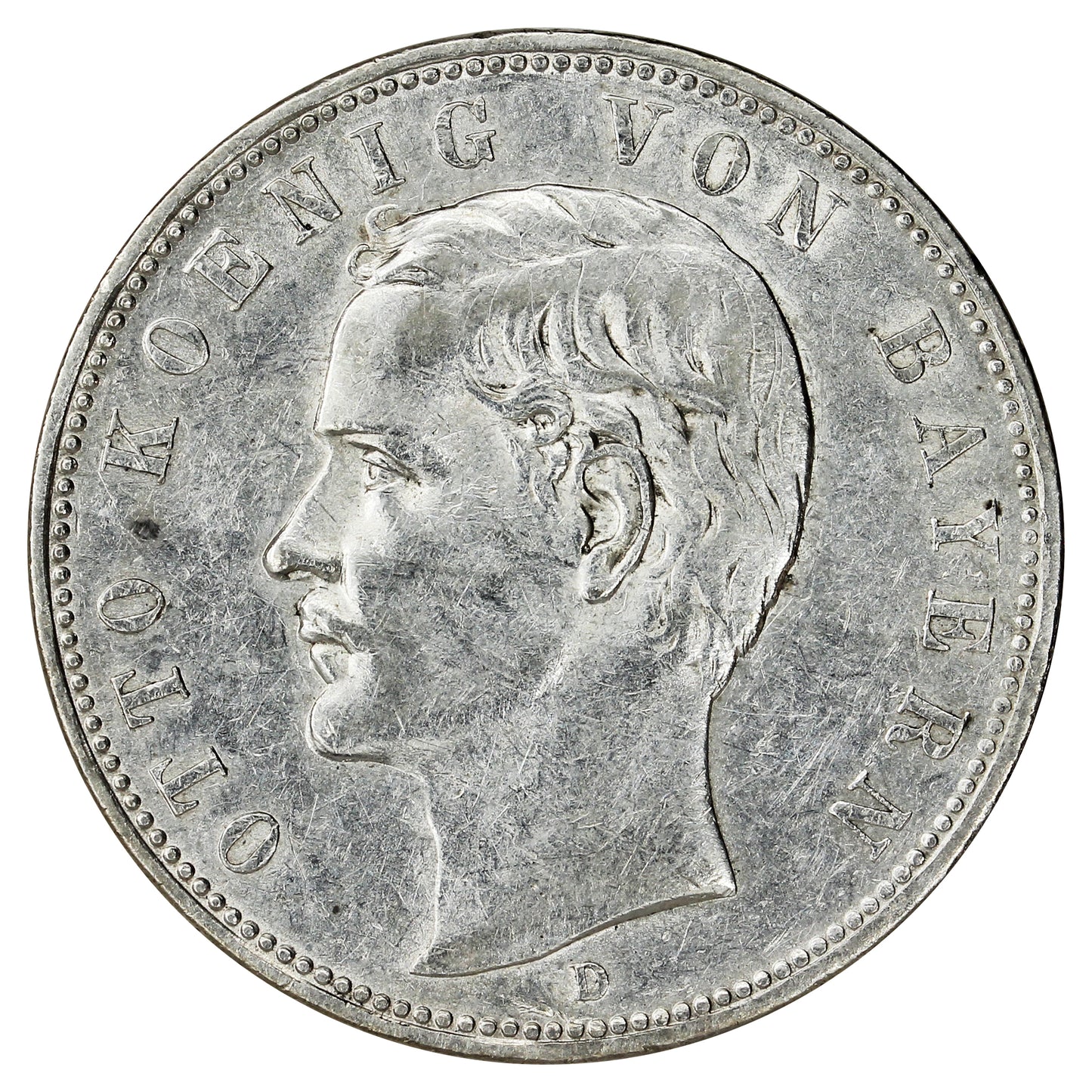 German States Bayern 1908D 5 Marks EF-AU (EF45) $