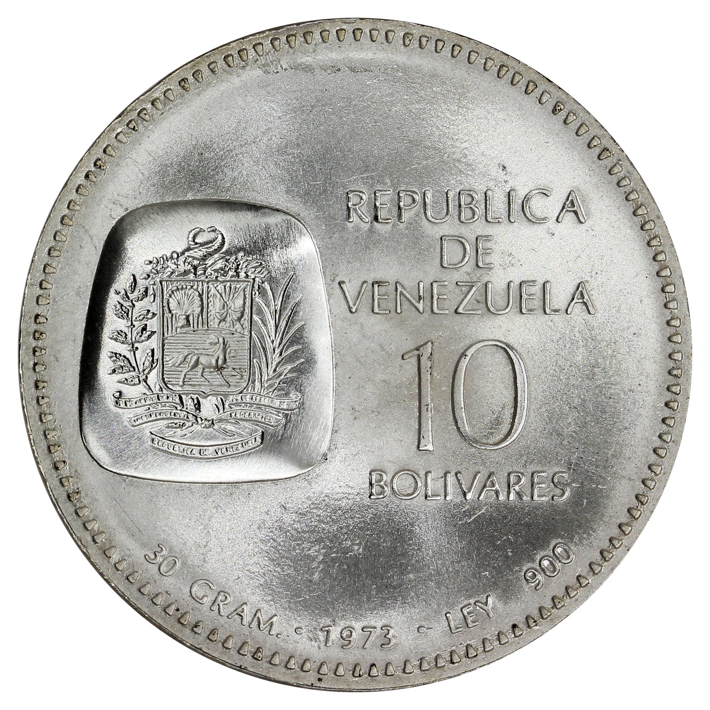 Venezuela 1973 10 Bolivares Brilliant Uncirculated (MS63) (L)
