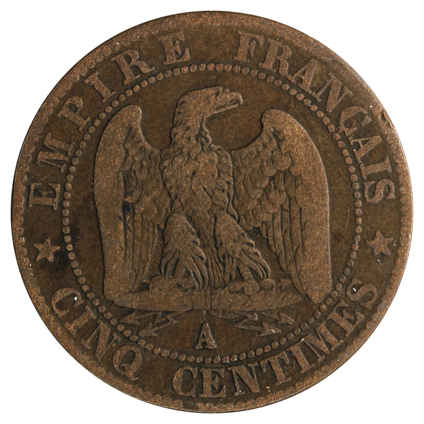 France 1857A 5 Centimes Fine (F12)