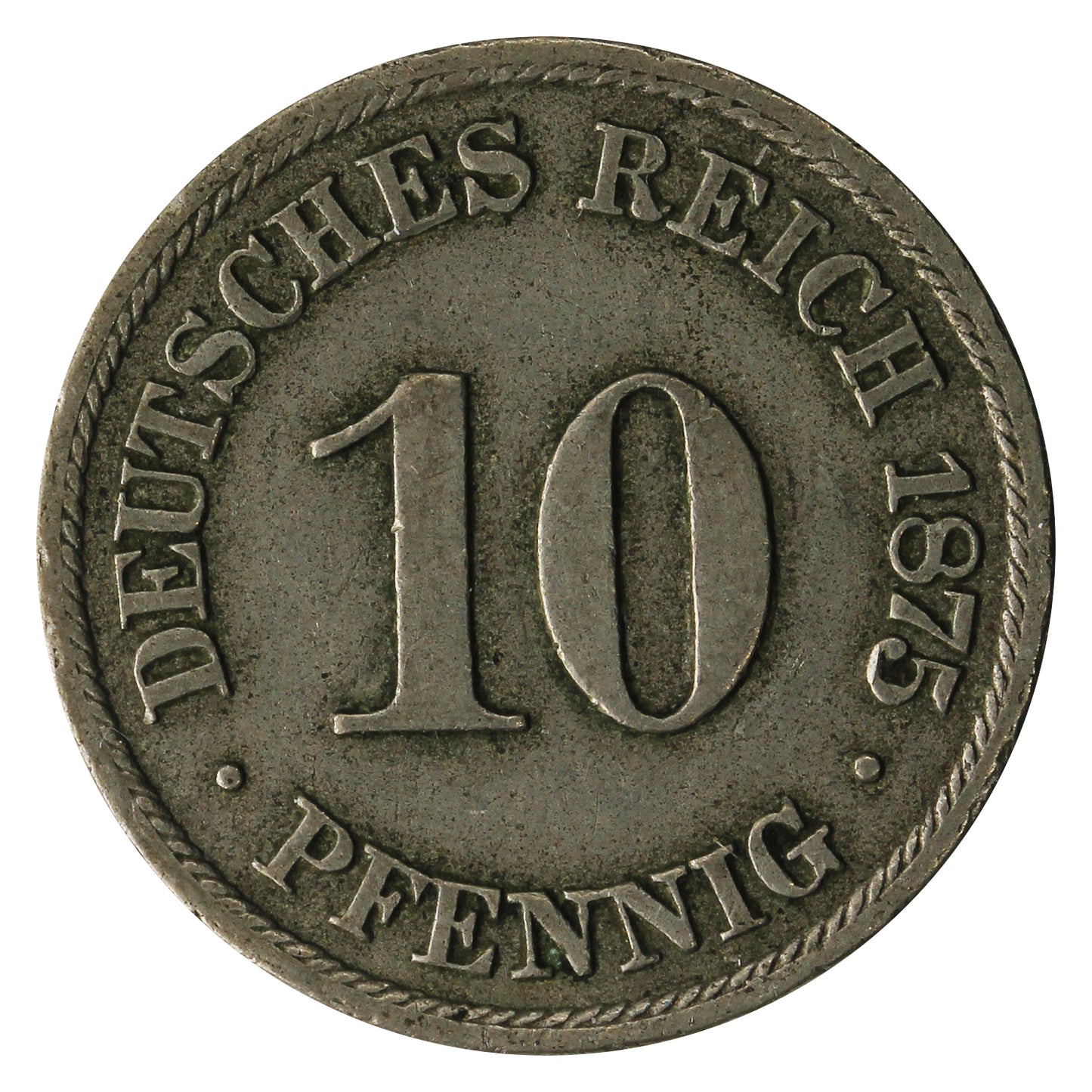 German Empire 1875B 10 Pfennig Very Fine (VF-20)