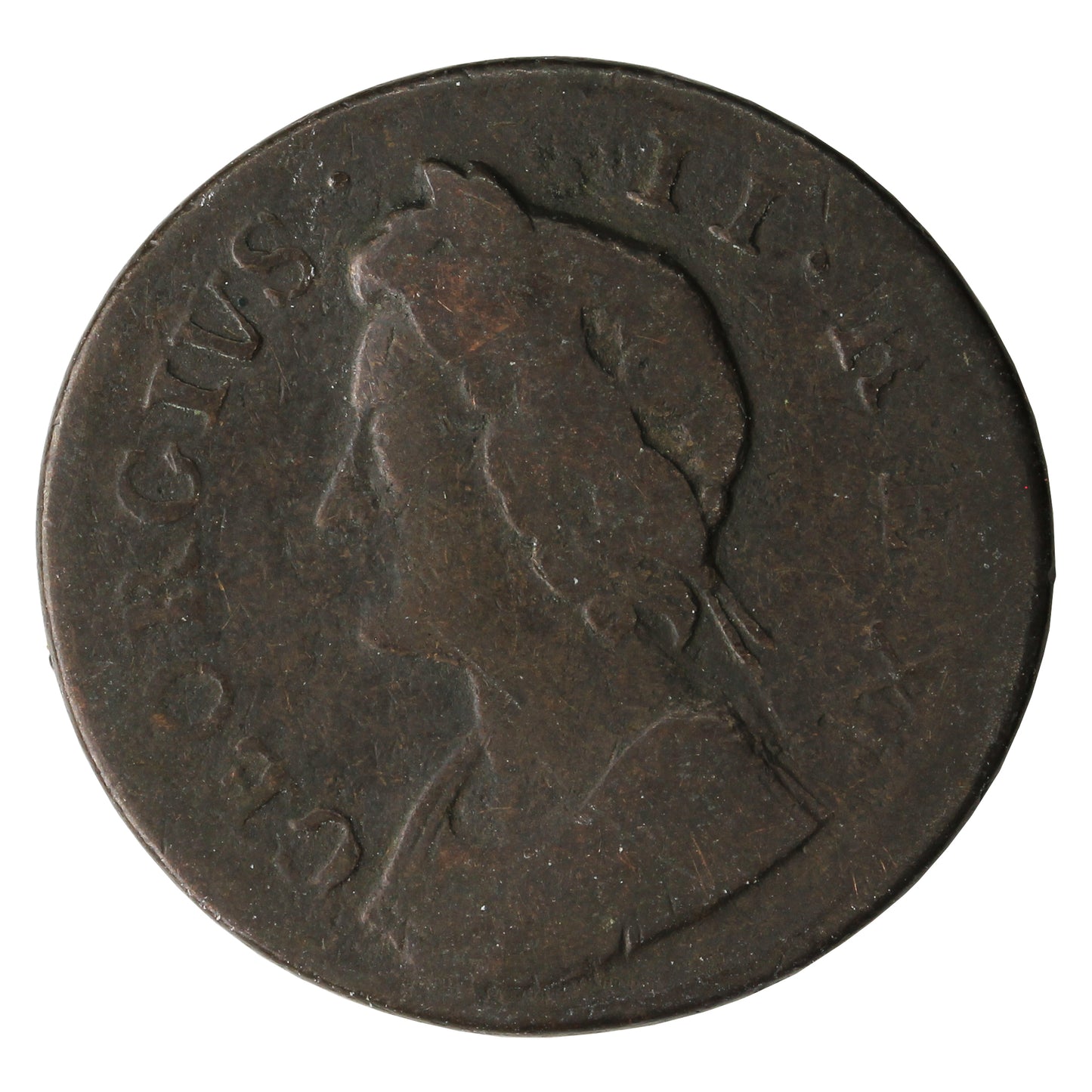 Great Britain 1736 George II Farthing Fine (F12)