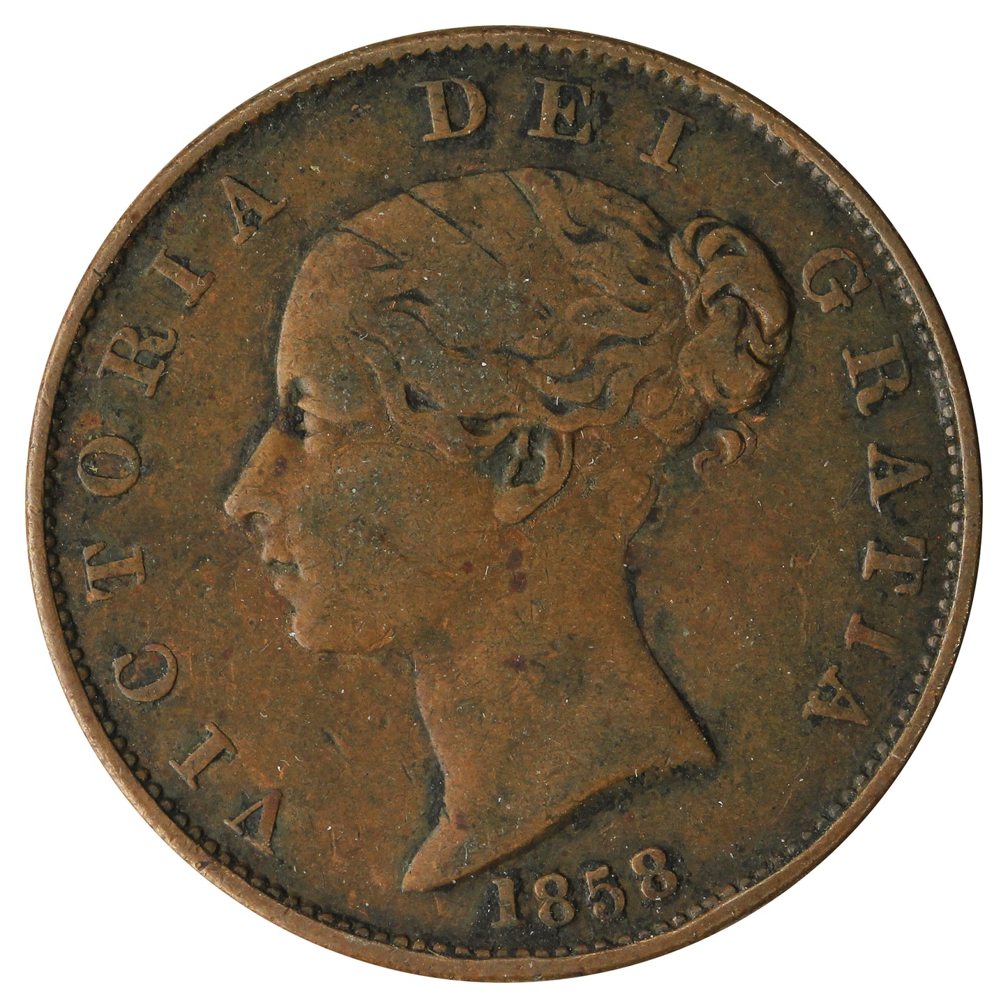Great Britain 1858 1/2 Penny Fine (F12)