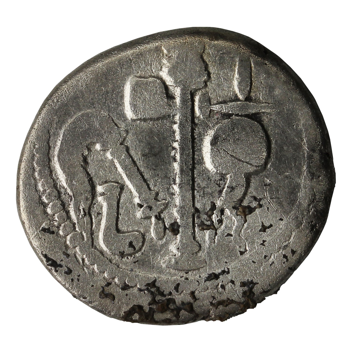 Ancient Rome 49BC Elephant Military Mint Julius Caesar Silver Denarius VG-F (VG10) brushed