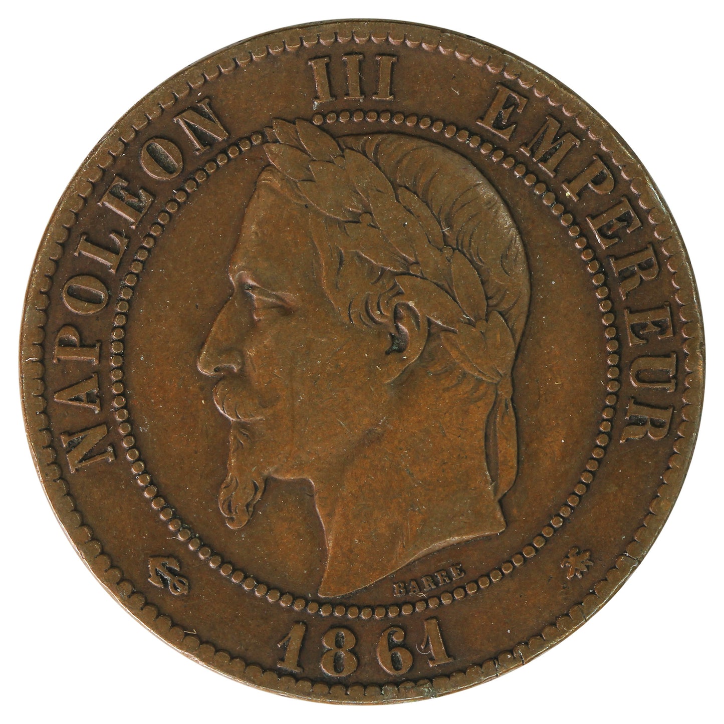 France 1861A 10 Centimes Very Fine (VF20)