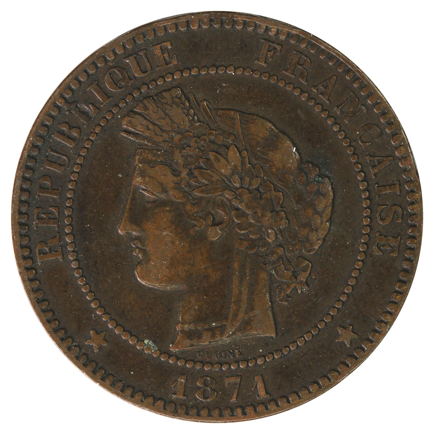 France 1871A 10 Centimes VF-EF (VF30)