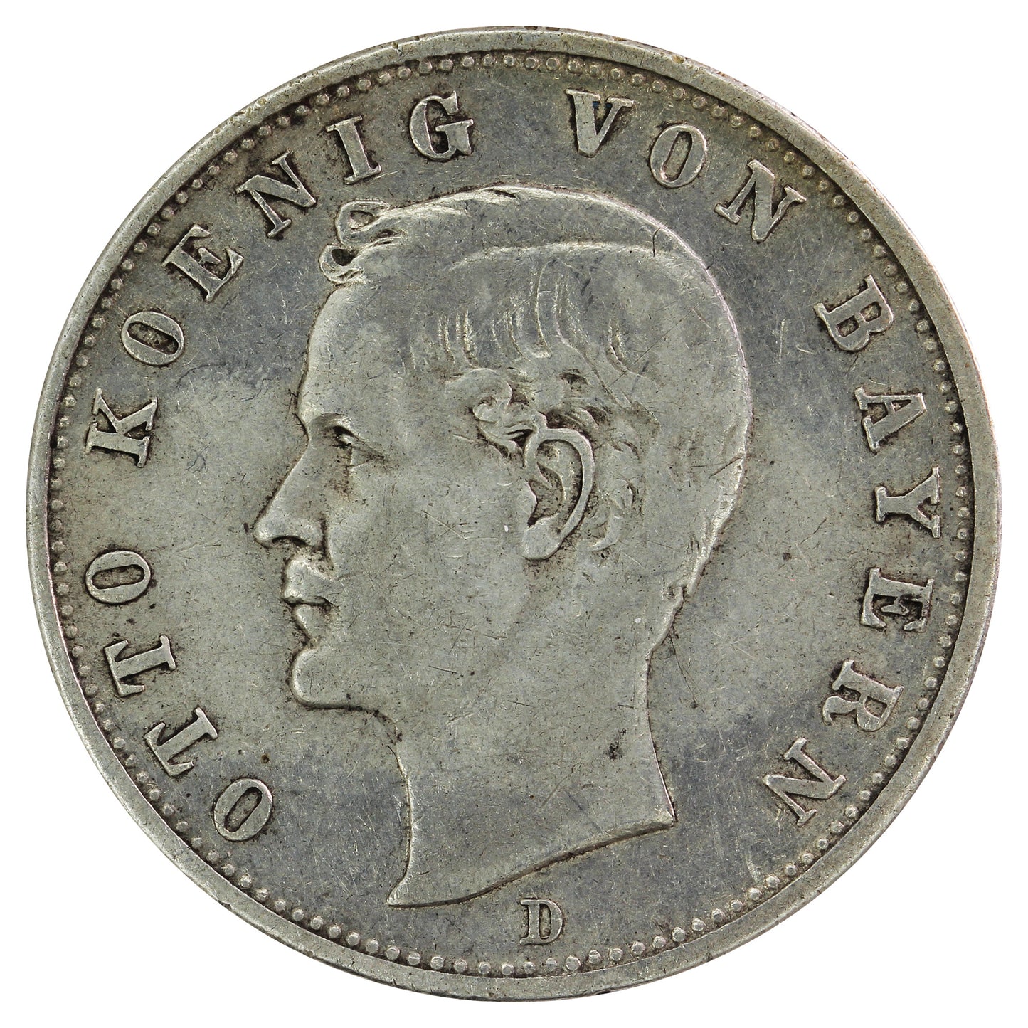 German States 1906D Bavaria 2 Marks VF-EF (VF30)