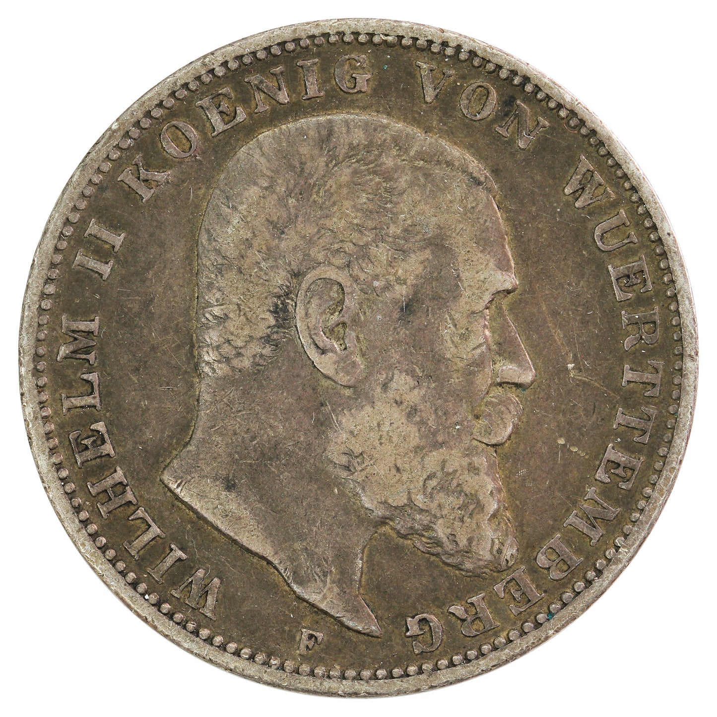 German States 1909F Wurttemberg 3 Marks VF-EF (VF30)