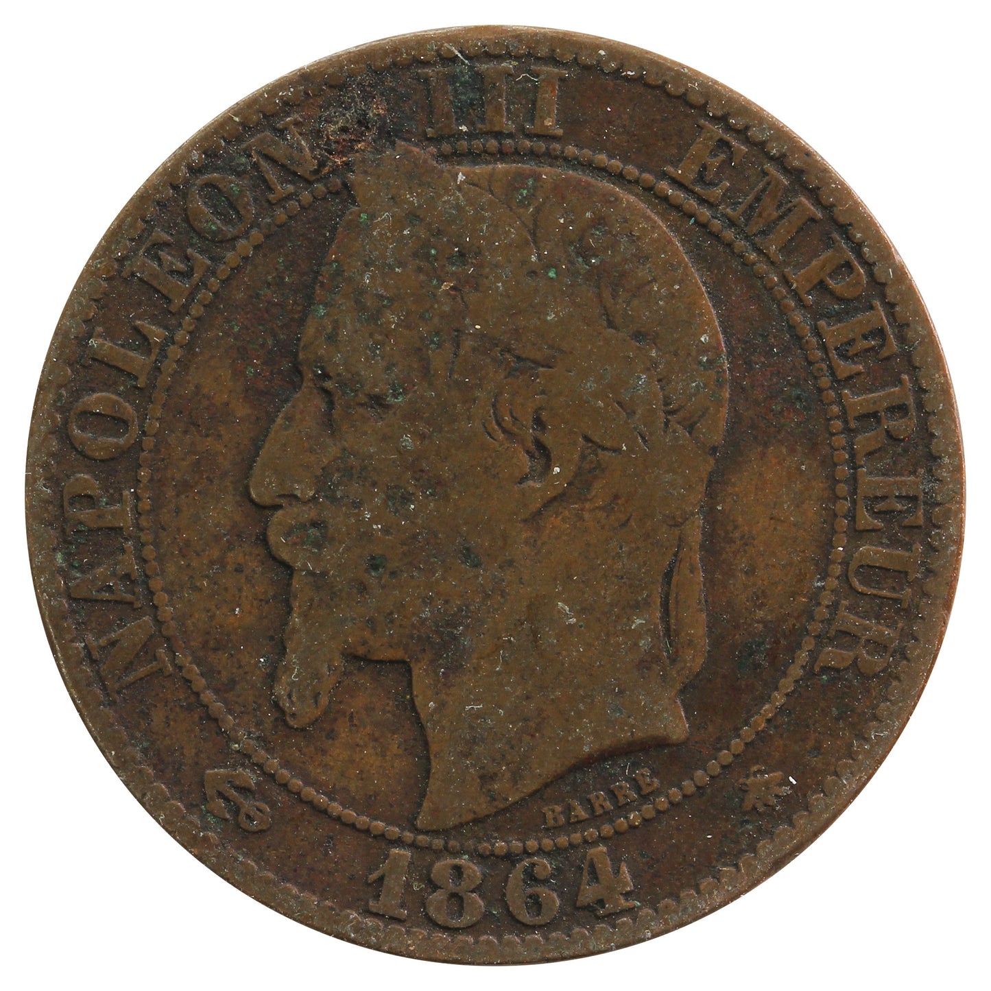France 1864A 5 Centimes Fine (F-12)
