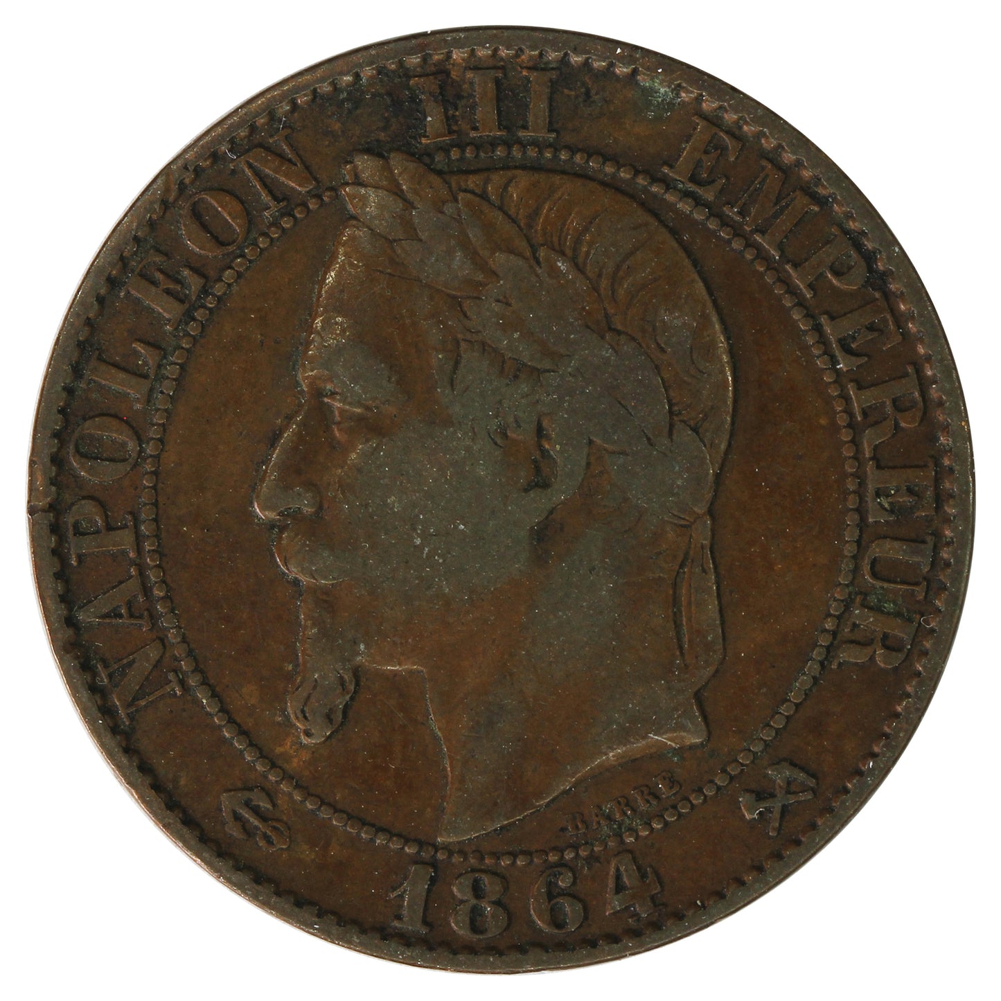 France 1864K 5 Centimes Fine (F-12)