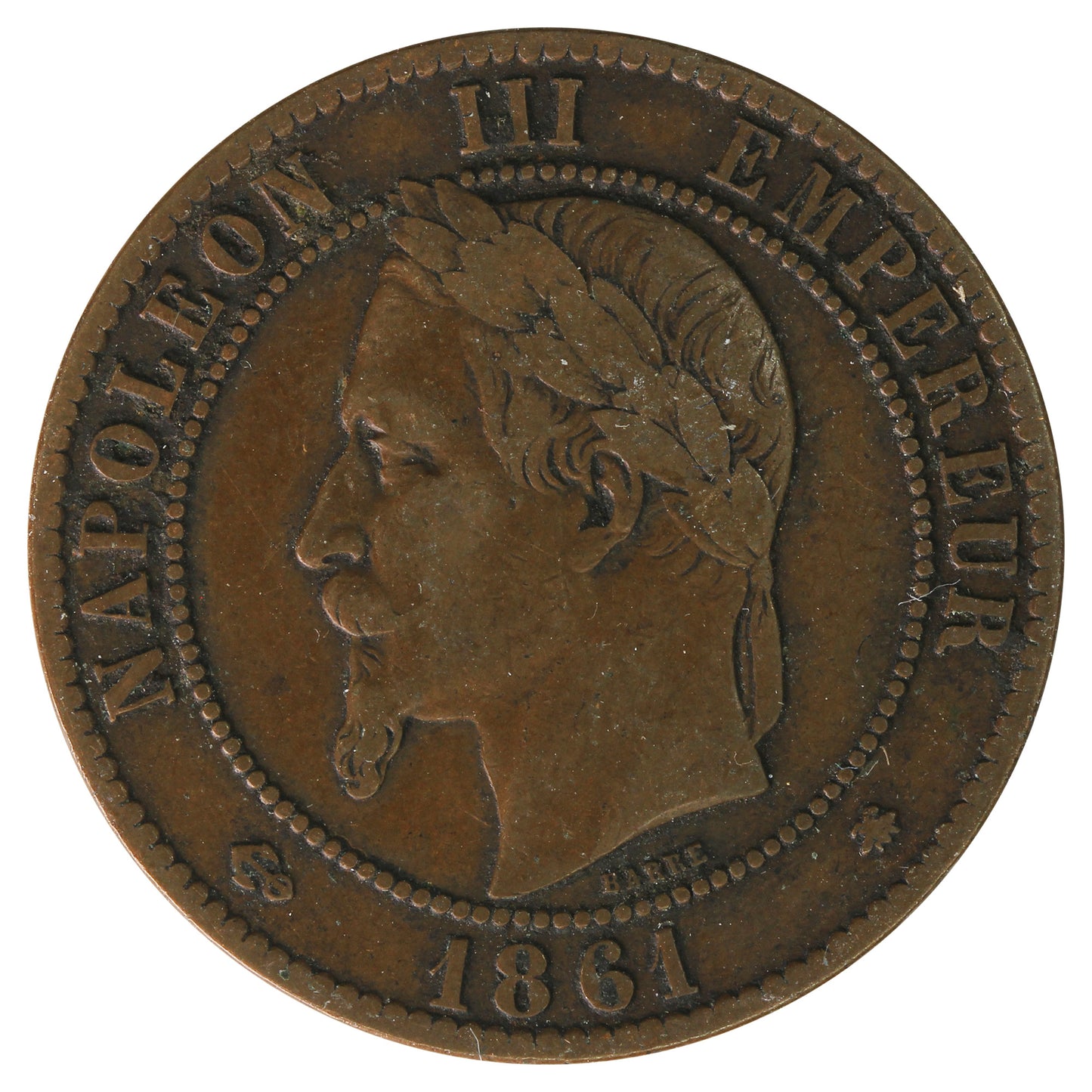 France 1861A 10 Centimes F-VF (F15)